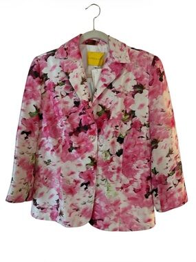 Flores & Flores Floral Pink Women's Blazer Jacket Sz 12